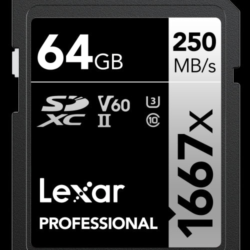 Lexar SDXC UHS-II - Pro Silver Series - V60 1667x 250MB/s - 64GB