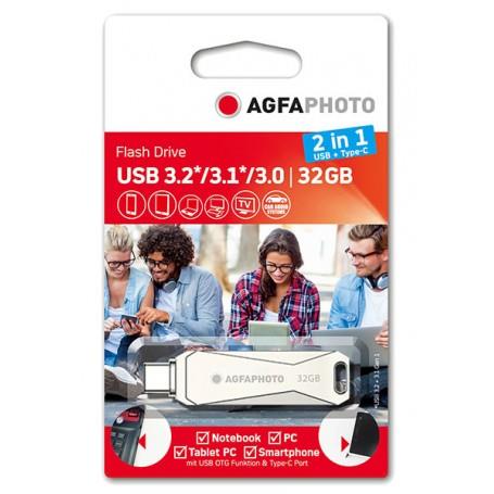 AgfaPhoto USB 3.0 2 in 1 USB +Type C 32GB - Silver