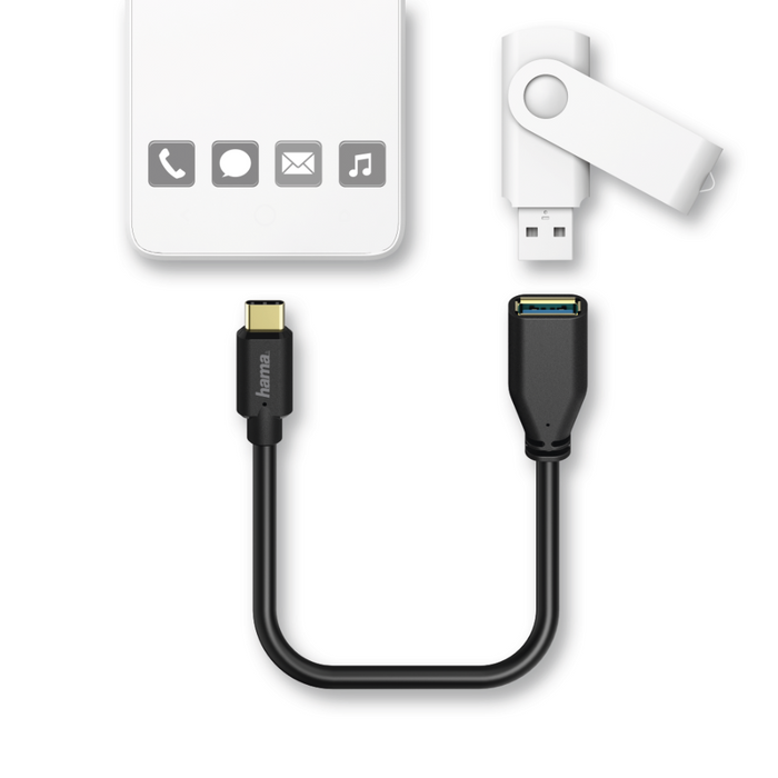 Hama USB-C Adapter Cable, USB-C Plug - USB 3.1 A Socket, gold-plated, 0.15 m